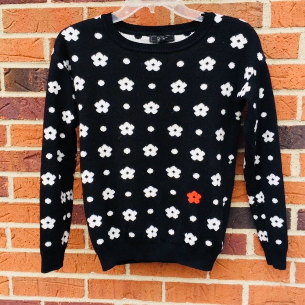 Jessica Simpson black floral crew neck sweater